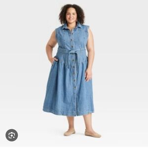 Universal Thread Blue Sleeveless Midi Sundress